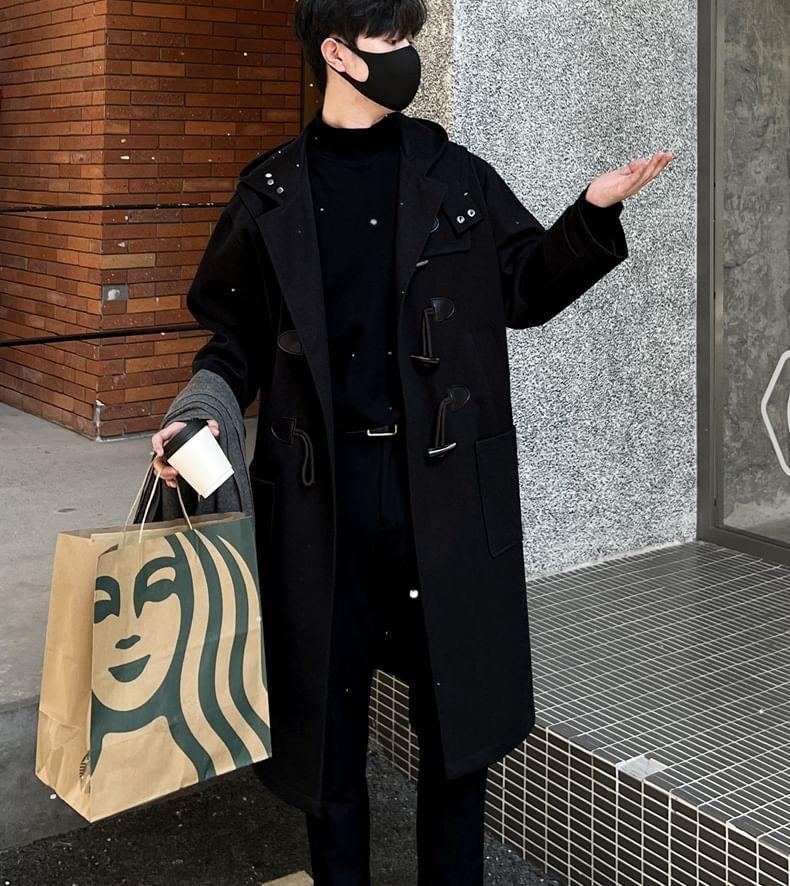 Plain Hooded Midi Duffle Coat Product Image