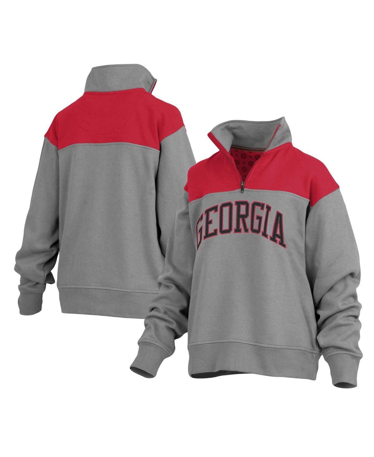 Womens Pressbox Gray Georgia Bulldogs Avon Fleece Quarter-Zip Jacket Product Image