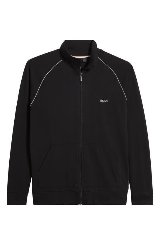 HUGO BOSS Mix & Match Cotton Blend Full Zip Jacket In Black Product Image