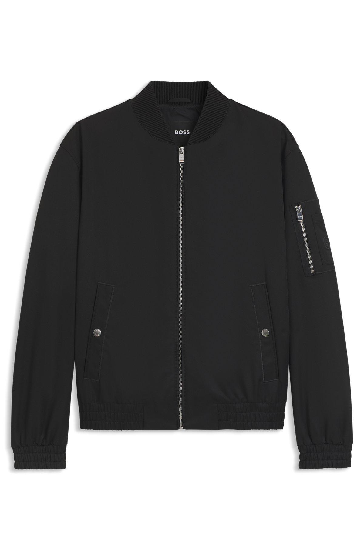 BOSS - Water-repellent jacket with Double B monogram trim  - Black Product Image