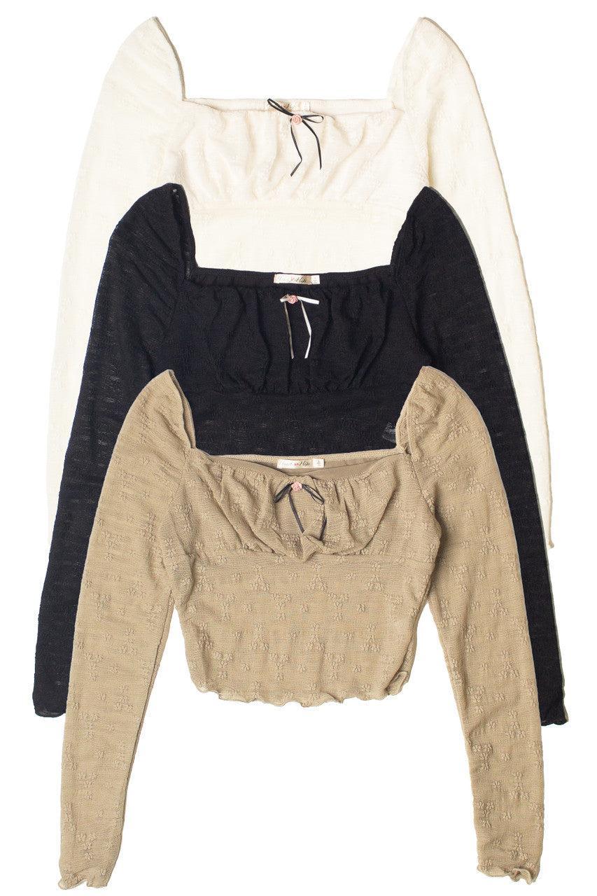 Milkmaid Rosette Bow Long Sleeve Top Product Image