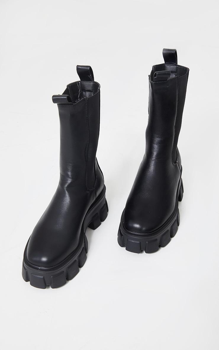 Black Extreme Chunky Sole Calf High Chelsea Boots Product Image