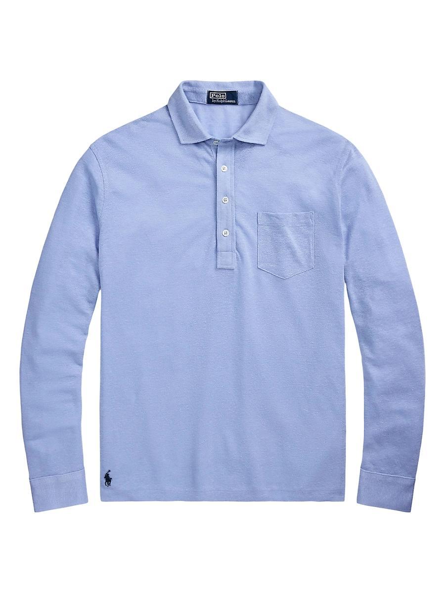 Mens Linen Mesh Polo Shirt Product Image