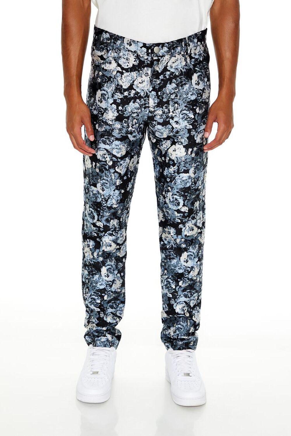 Slim-Fit Floral Jacquard Pants | Forever 21 Product Image