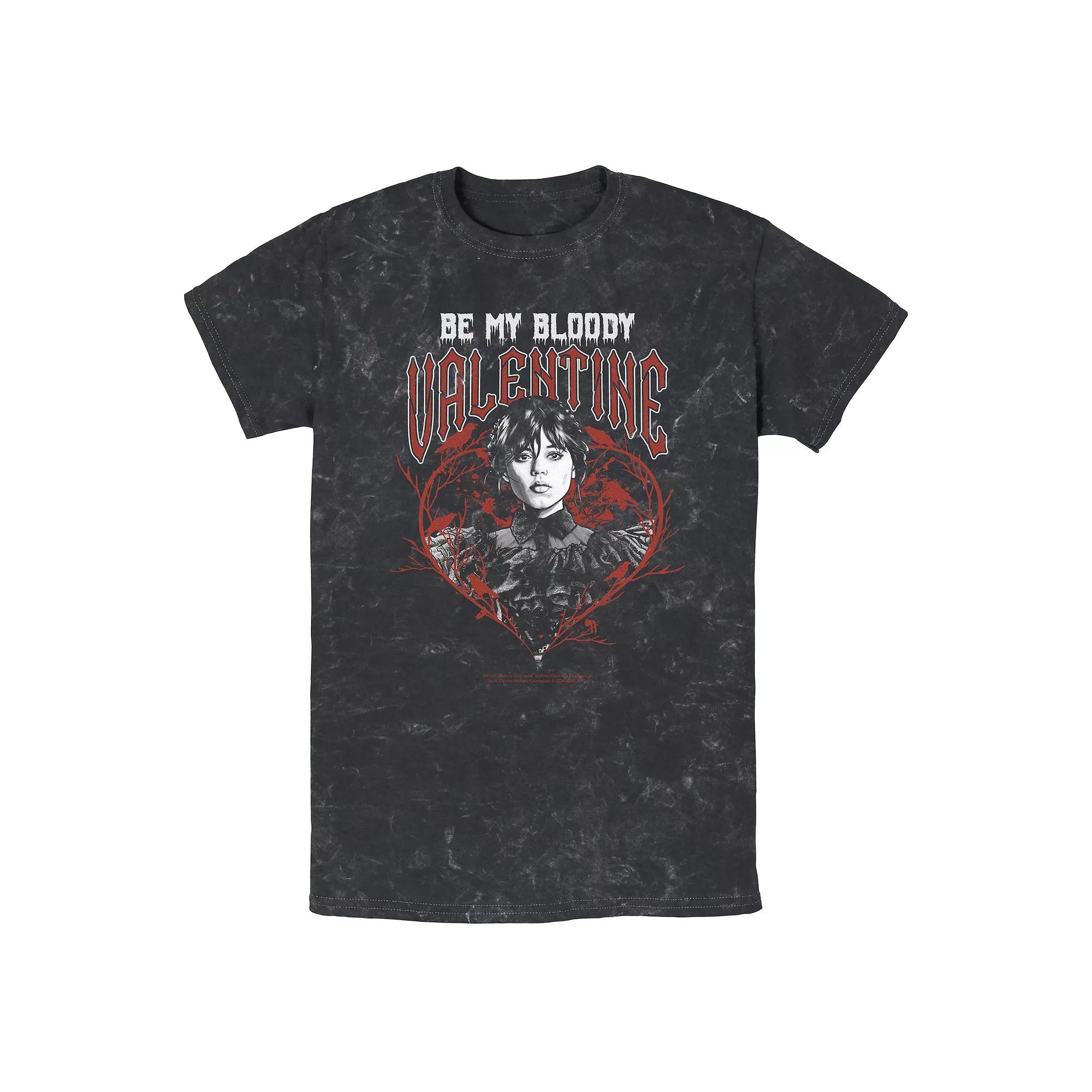 Men's Wednesday Be My Bloody Valentine Graphic Tee, Size: Small, Black Product Image