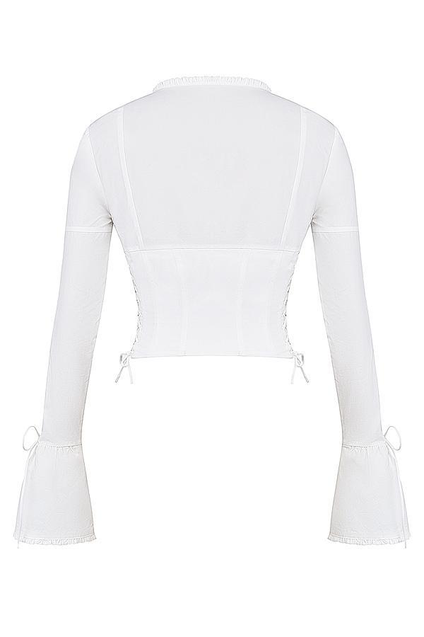 Anissa White Lace Up Top Product Image