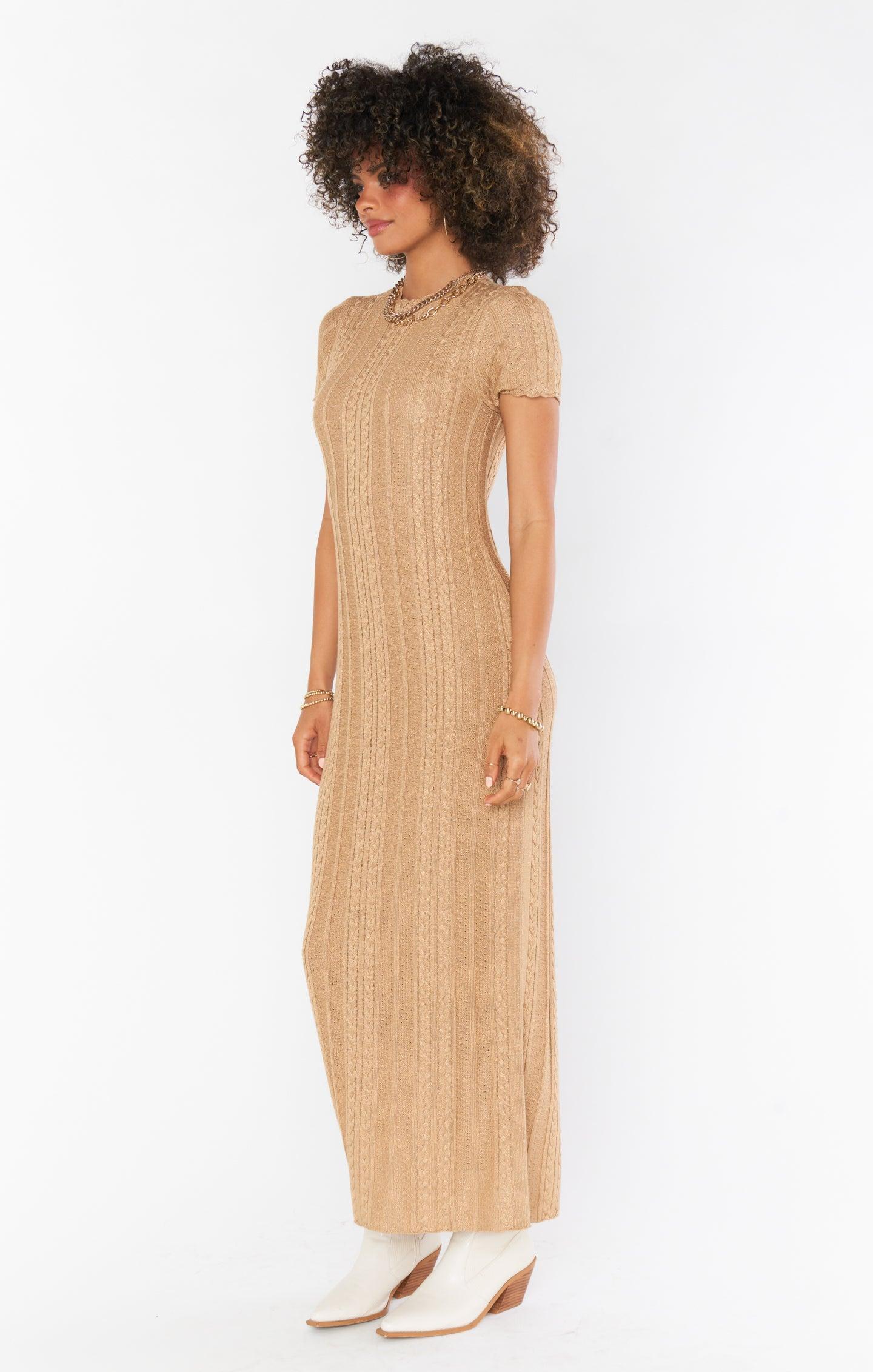 Valleta Midi Dress ~ Gold Shimmer Knit Product Image