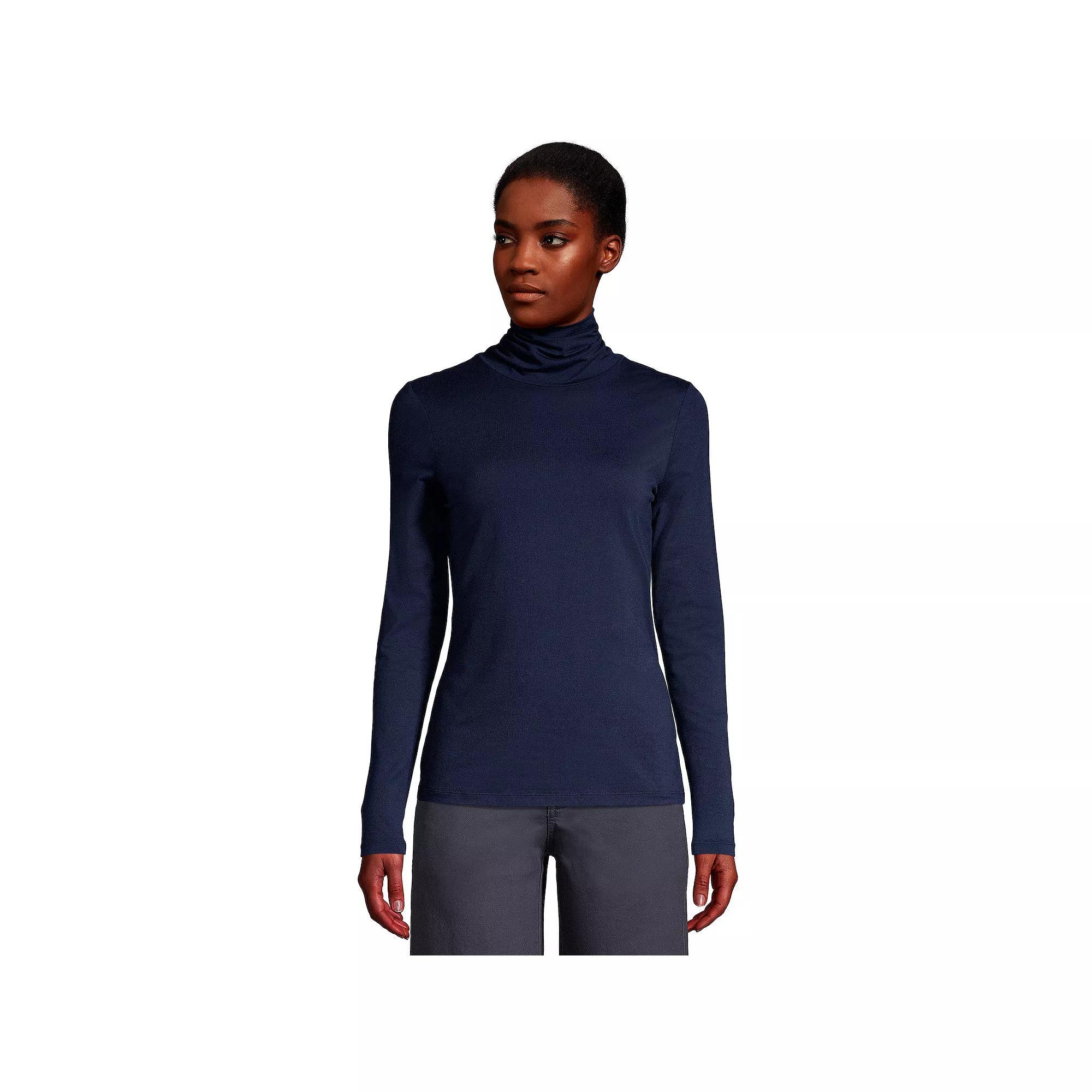 Women's Lands' End Lightweight Fitted Turtleneck,  Product Image