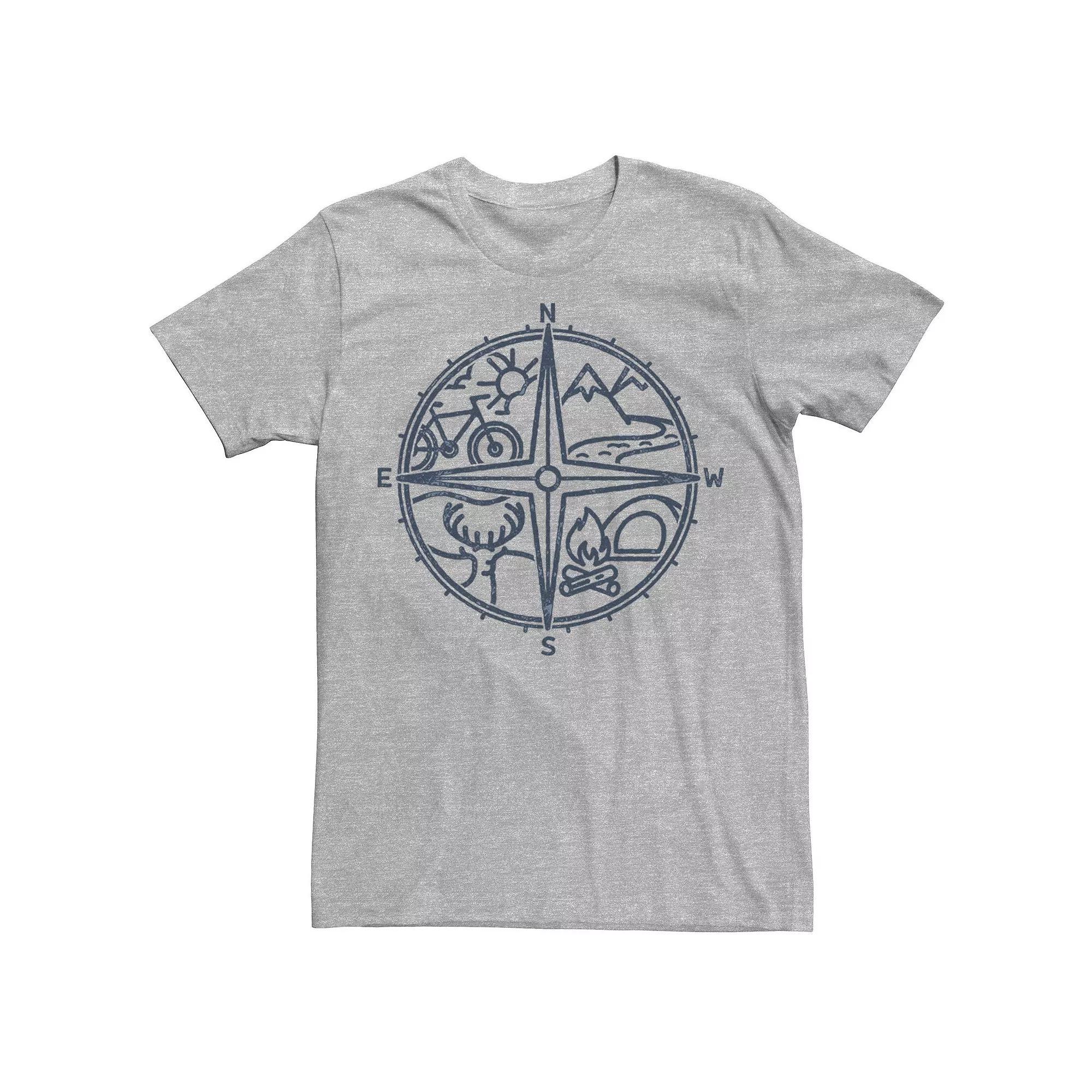 Men's Outdoor Compass Line Art Tee, Size: Medium, Athletic Grey Product Image