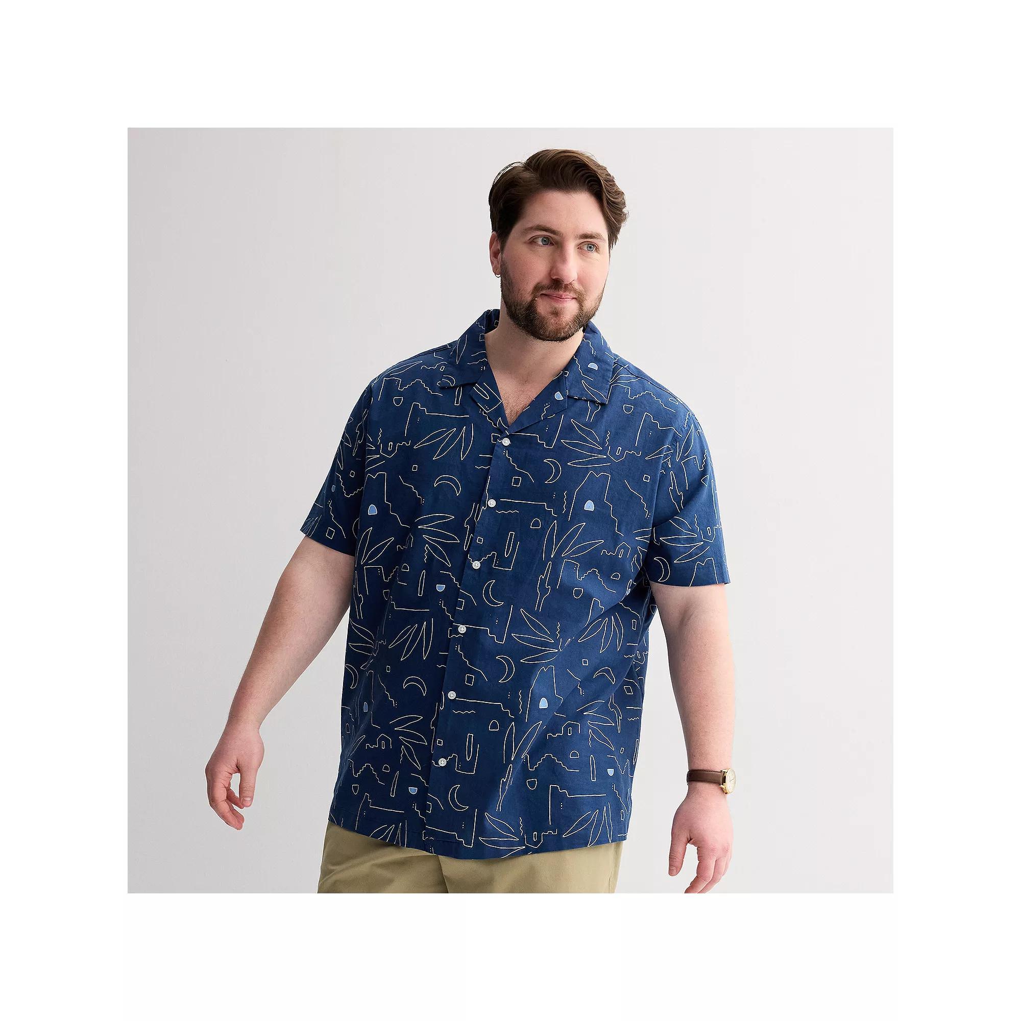 Big & Tall Sonoma Goods For Life® Short Sleeve Vacation Button-Down Shirt, Men's, Size: Large Tall, Blue Abode Product Image