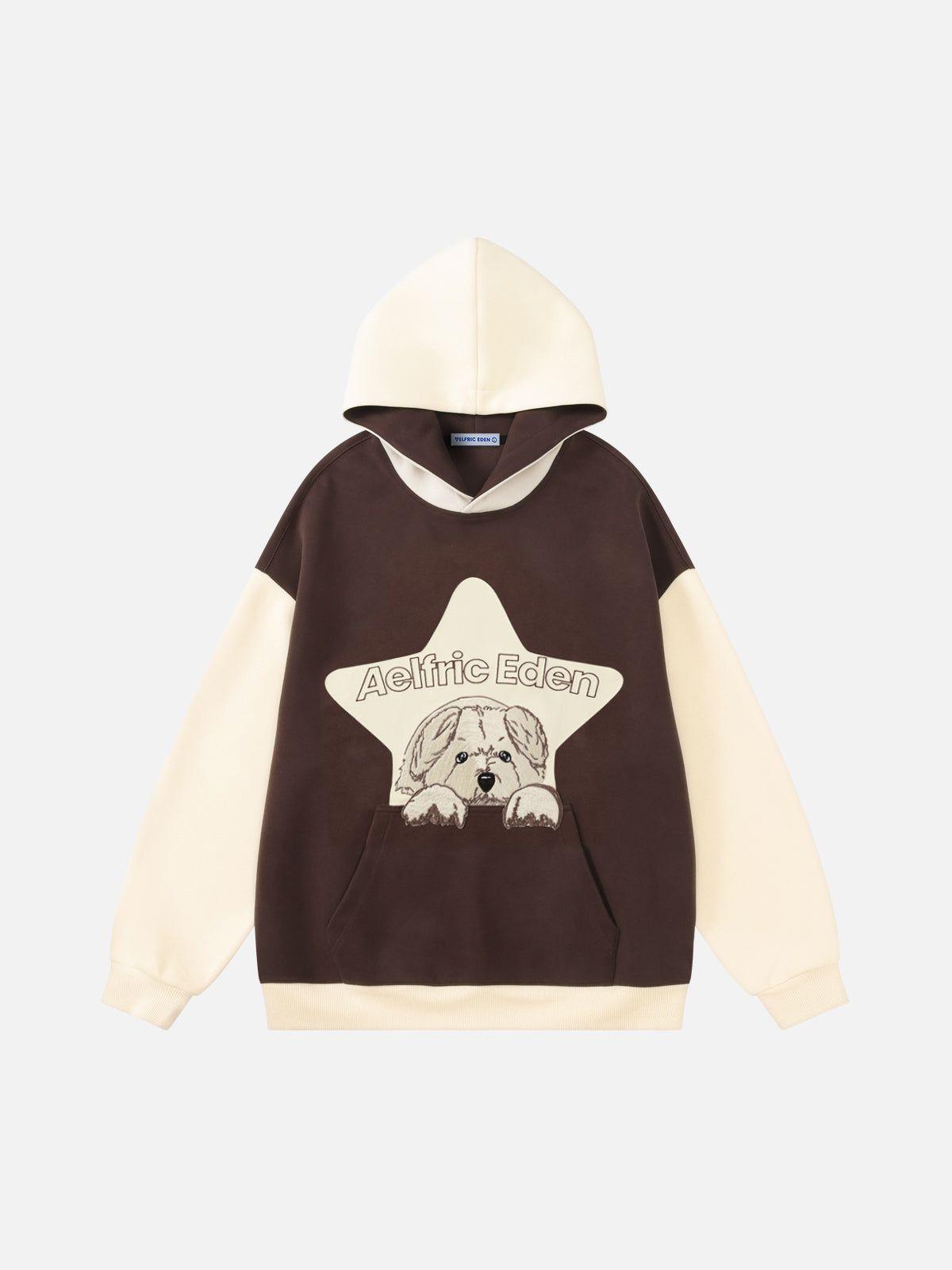 Aelfric Eden Color Blocking Cartoon Dog Hoodie Product Image