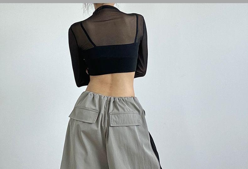 Low Waist Color-Block Loose-Fit Wide-Leg Sweatpants Product Image