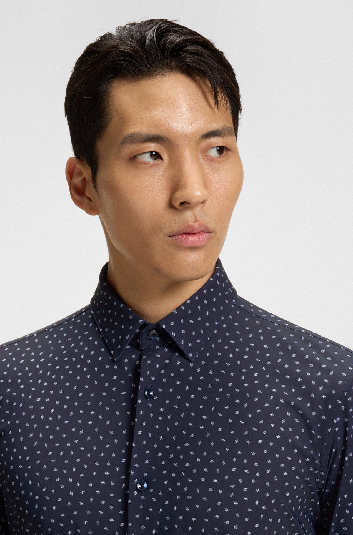 Slim-fit shirt in printed performance-stretch jersey Product Image