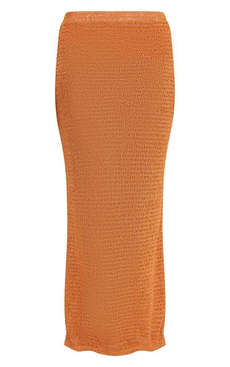 Orange Textured Sheer Midaxi Skirt  Product Image