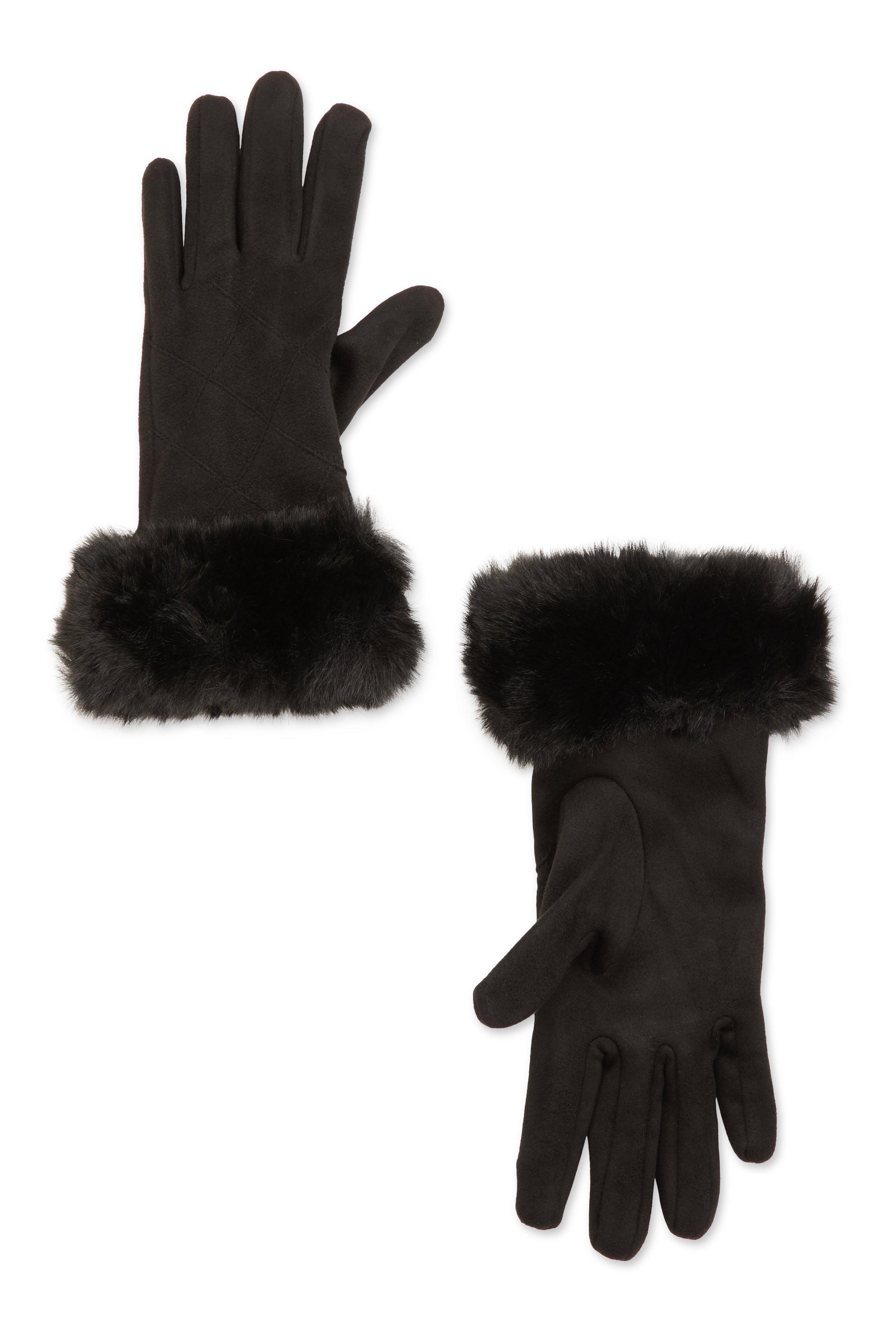 Faux Suede Quilted Gloves Female Product Image