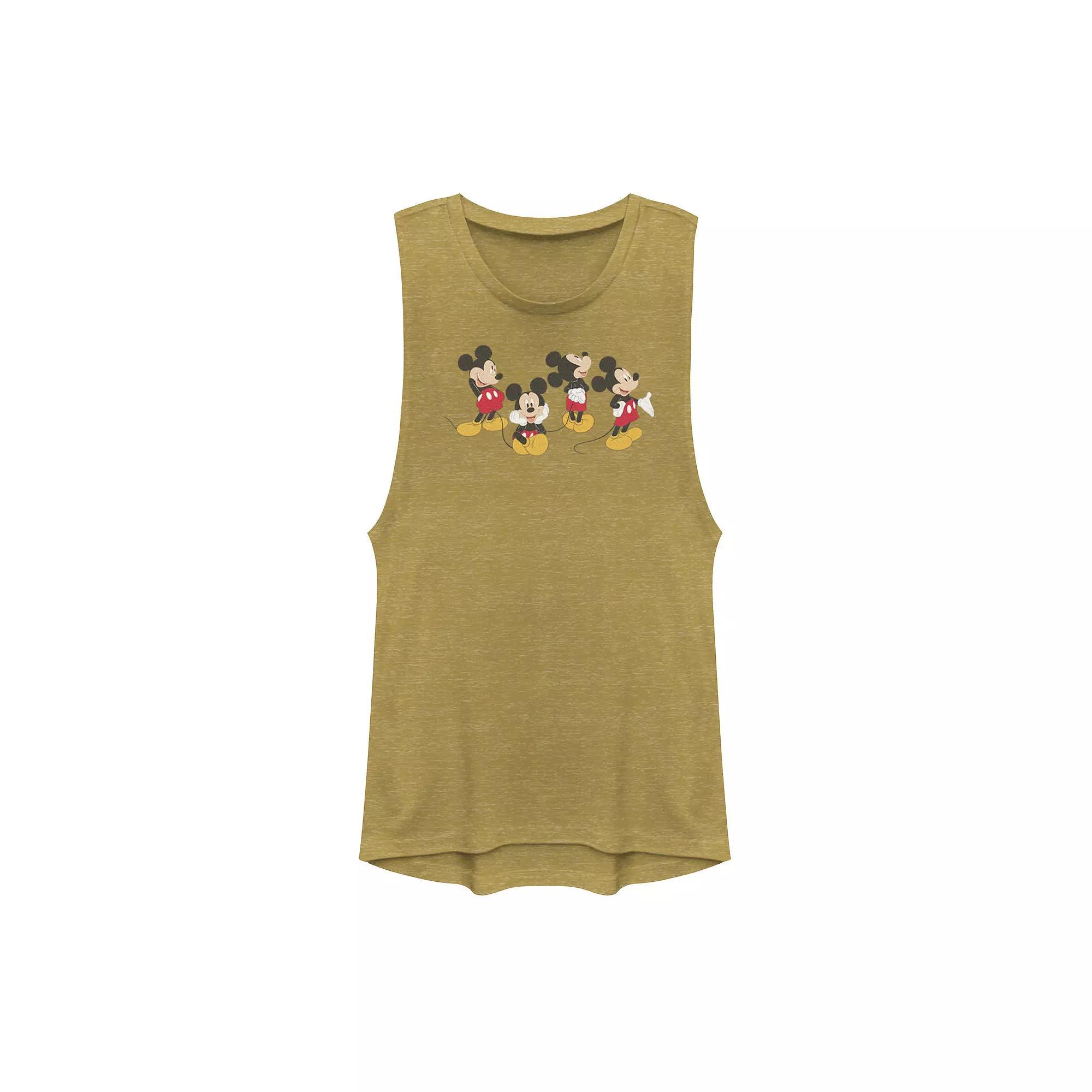 Disney's Mickey Mouse Poses Juniors' Muscle Tank Top, Girl's, Size: Large, Gold Grey Product Image