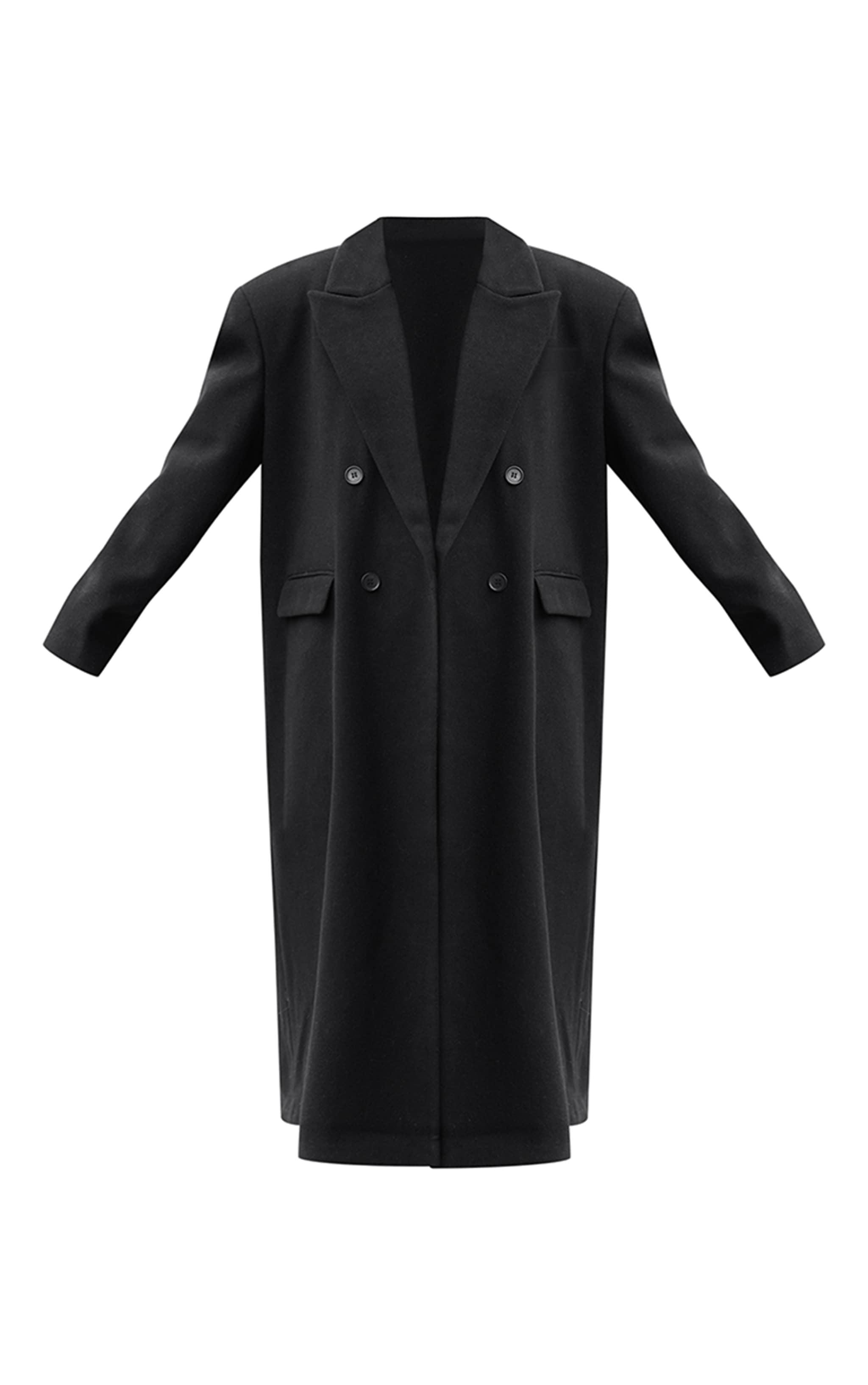 Black Faux Fur Plush Military Maxi Coat Product Image