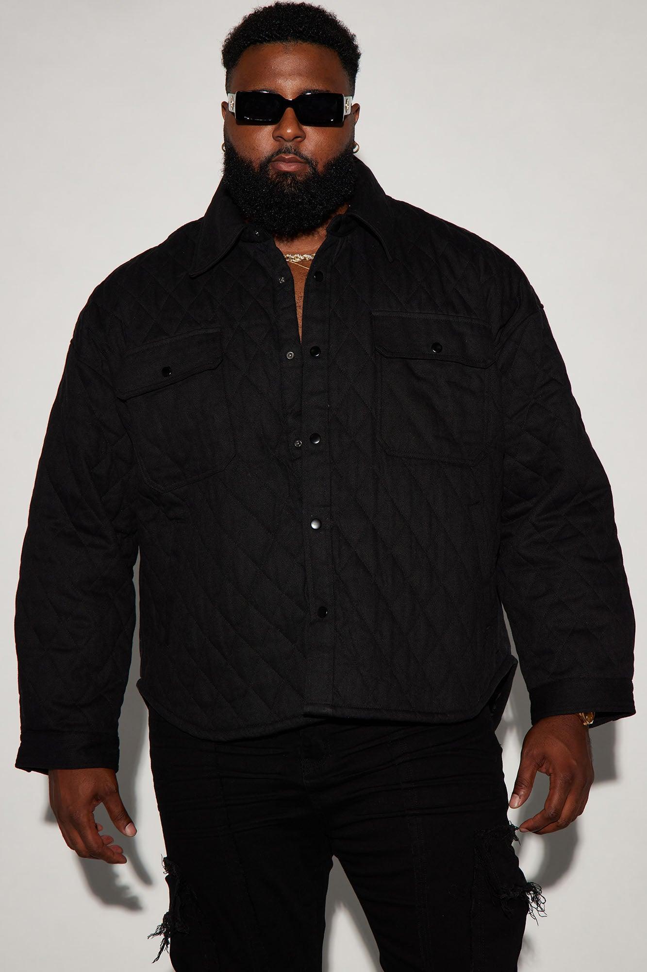 Monroe Twill Quilted Shacket - Black Product Image