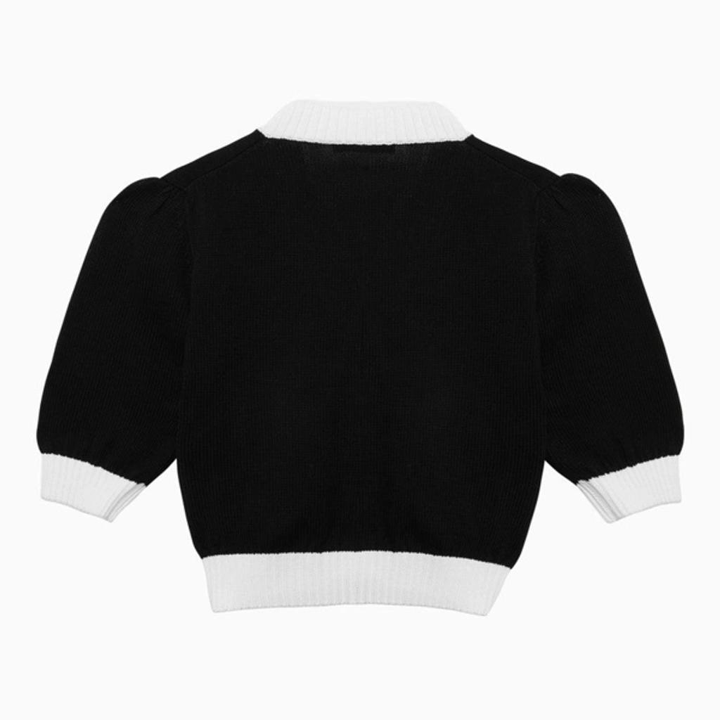 Cropped Cotton Cardigan In Black Product Image