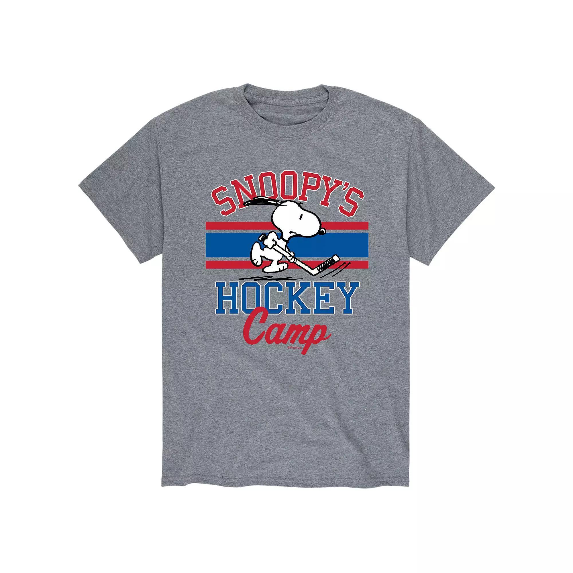 Men's Peanuts "Snoopy's Hockey Camp" Tee, Size: XXL, Gray Product Image