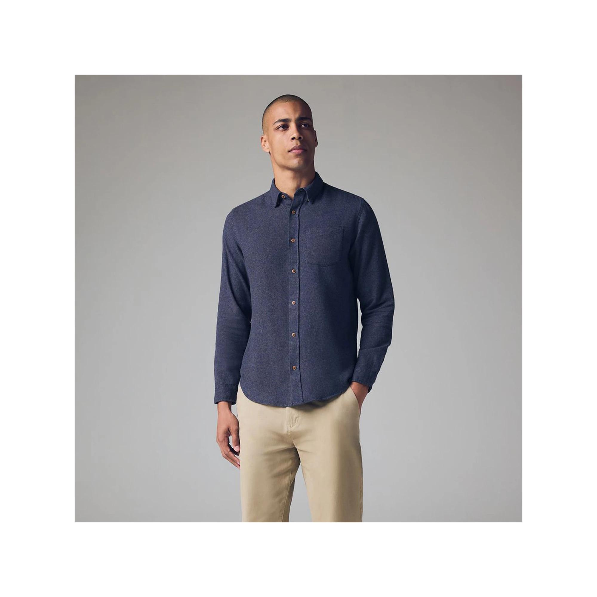 Men's NEXT Brushed Texture 100% Cotton Long Sleeve Shirt, Size: Large, Blue Product Image
