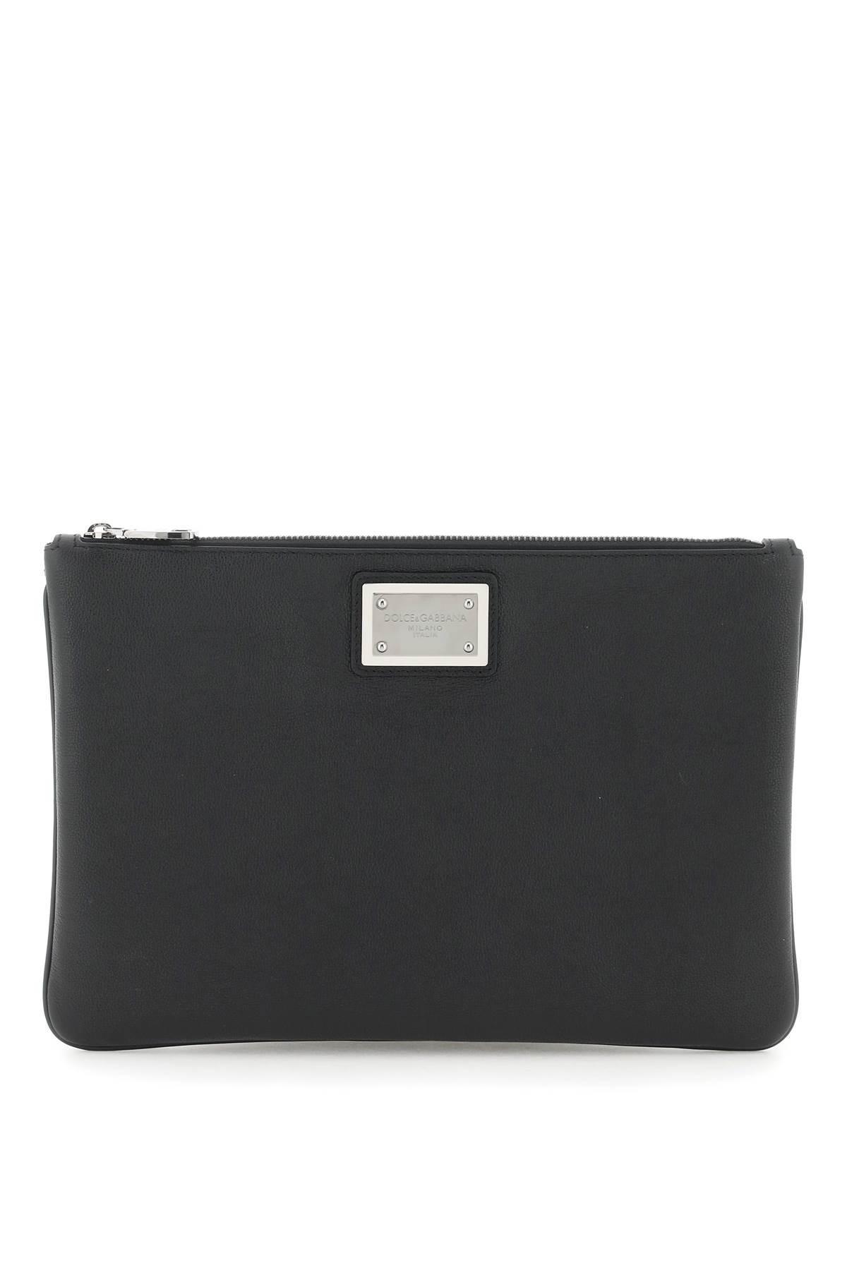 Leather &amp, Nylon Pouch In Black Product Image