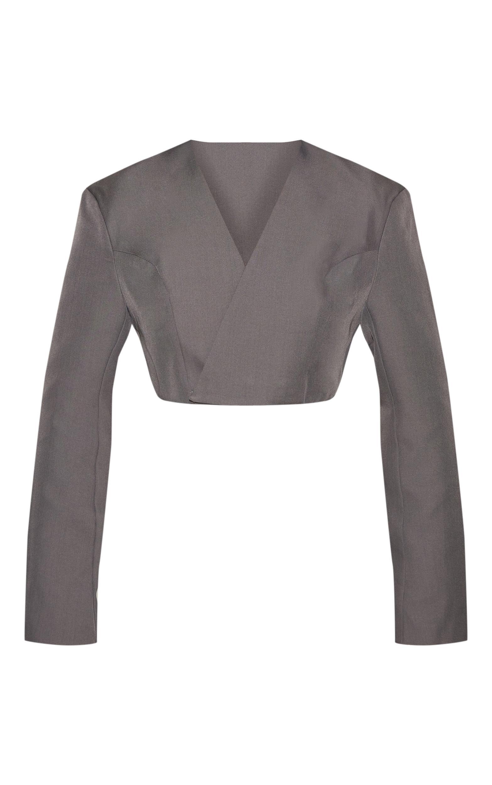 Charcoal Wrap Waist Tie Blazer Product Image