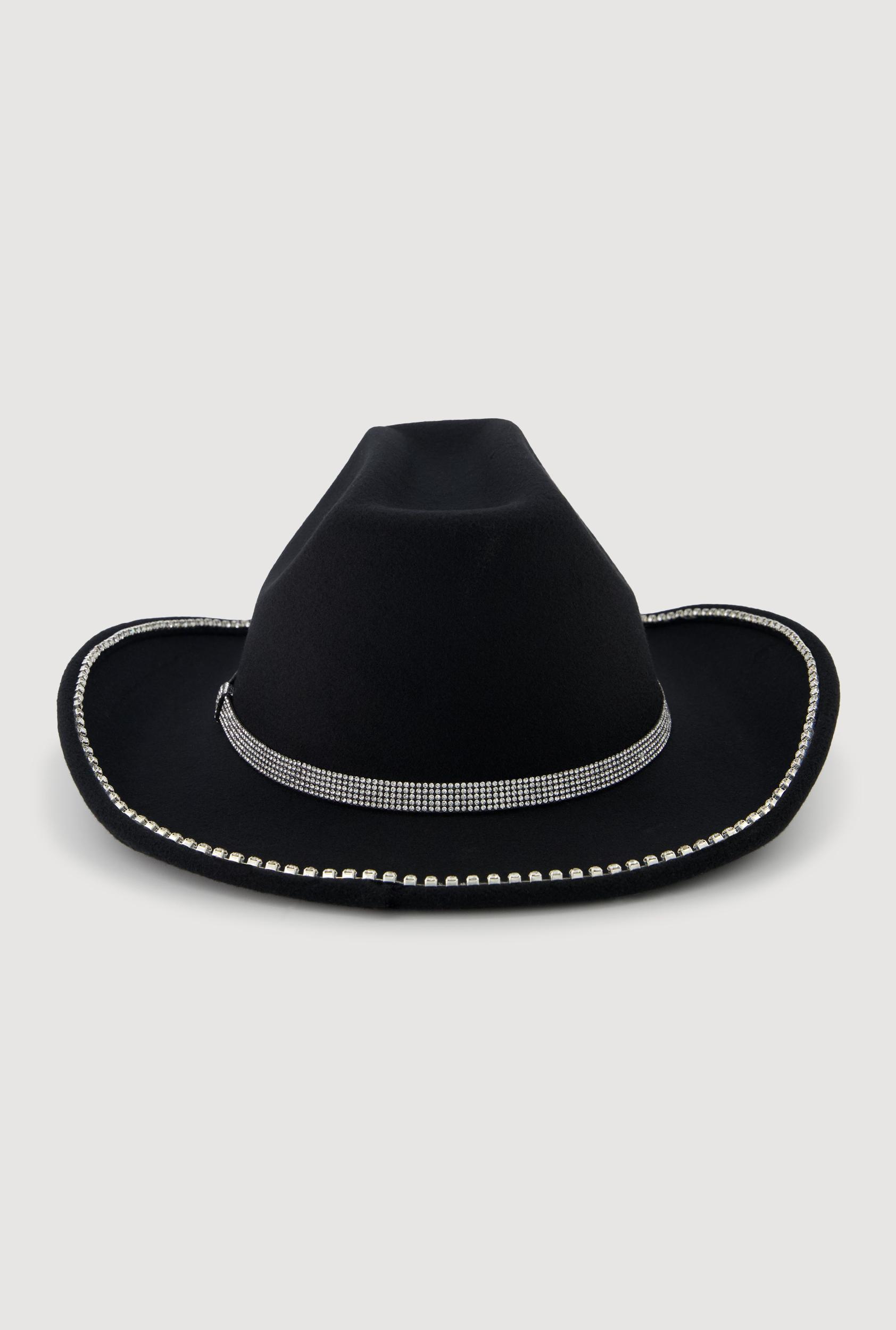 Faux Suede Rhinestone Studded Cowboy Hat Female Product Image