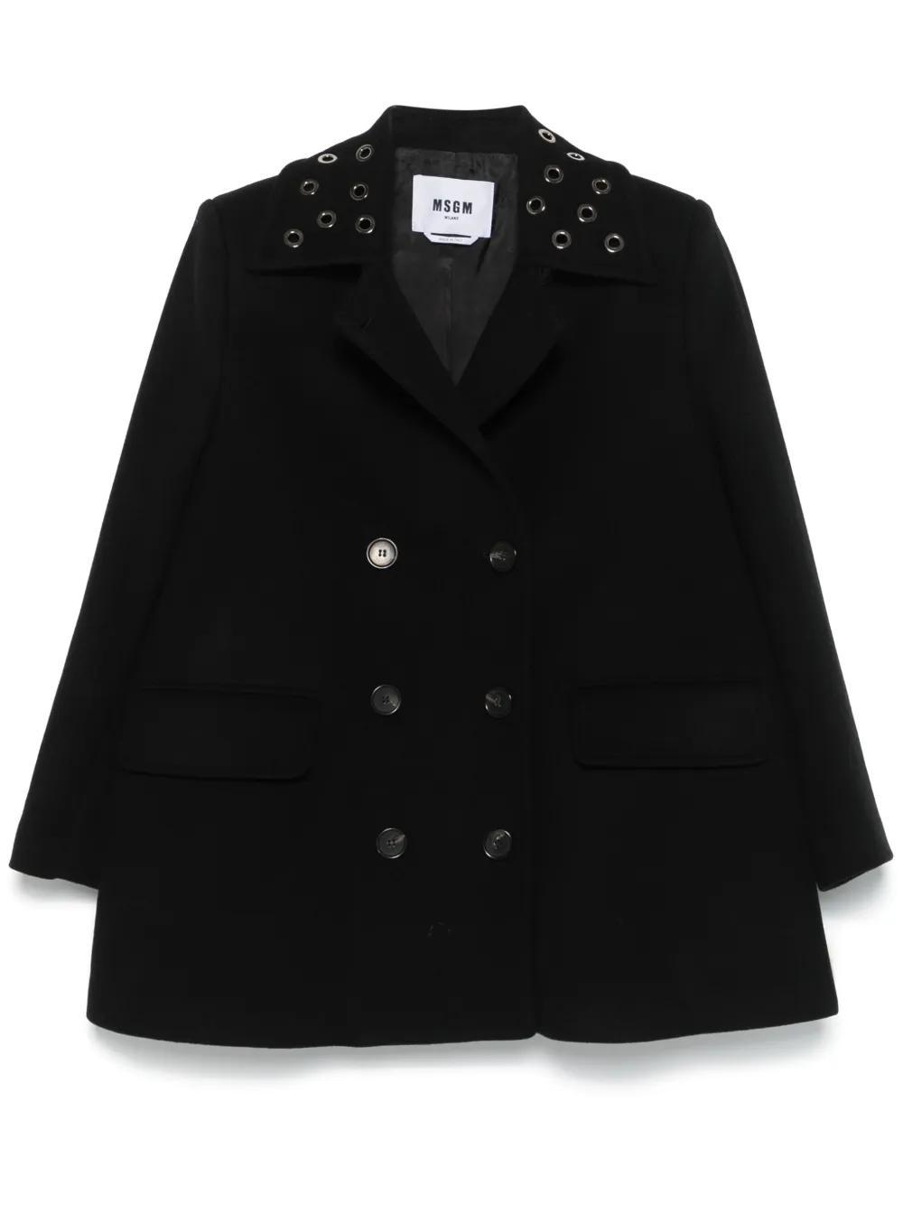 MSGM Eyelet-detail Coat In Black Product Image