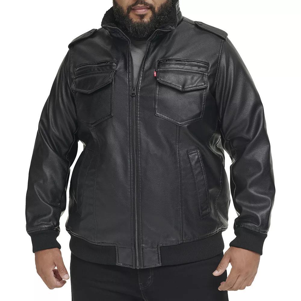 Big & Tall Levi's® Faux Leather Sherpa Lined Bomber Jacket, Men's,  Product Image