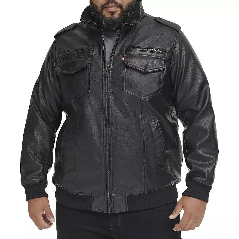 Big & Tall Levi's® Faux Leather Sherpa Lined Bomber Jacket, Men's,  Product Image
