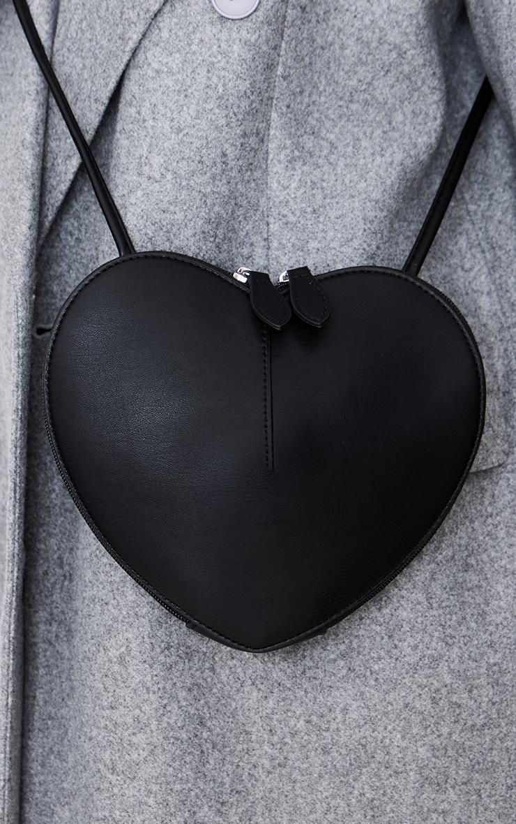 Black PU Heart Crossbody Bag Product Image