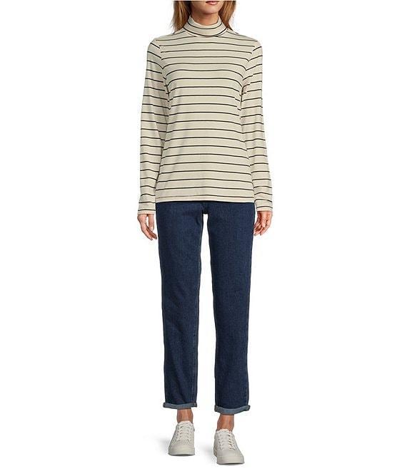 L.L.Bean Knit Turtleneck Horizontal Stripe Long Sleeve Tee Product Image