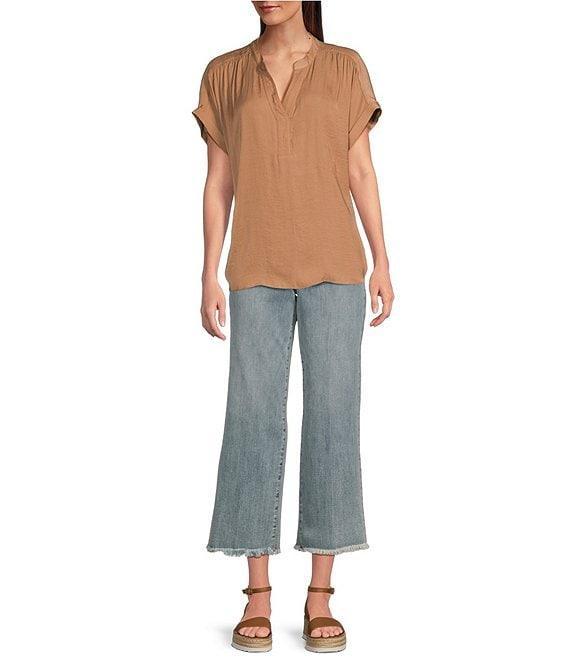 NYDJ Coco Stretch Denim Wide-Leg Frayed Hem Cropped Jeans Product Image