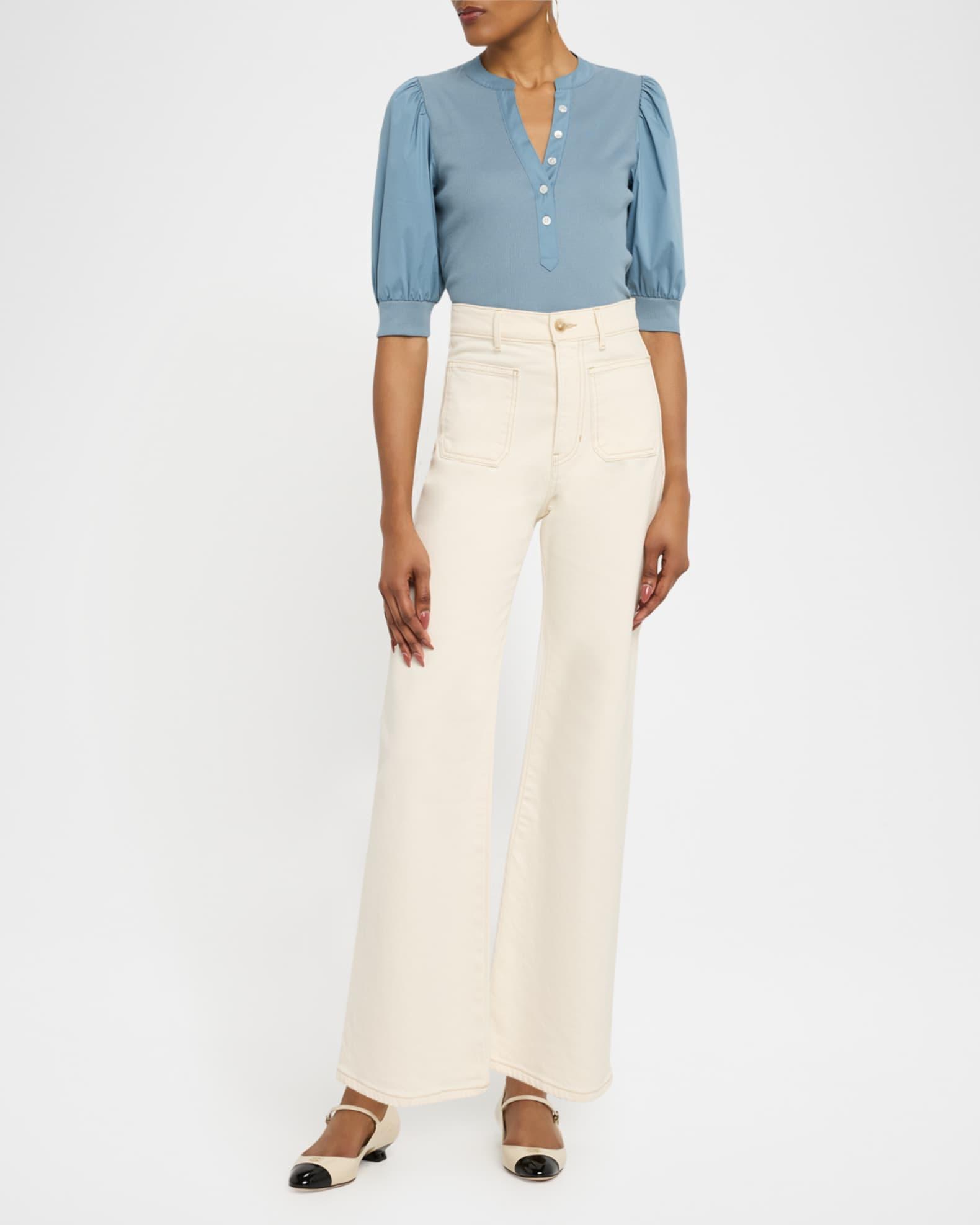 Coralee Puff Sleeve Button-Front Top Product Image