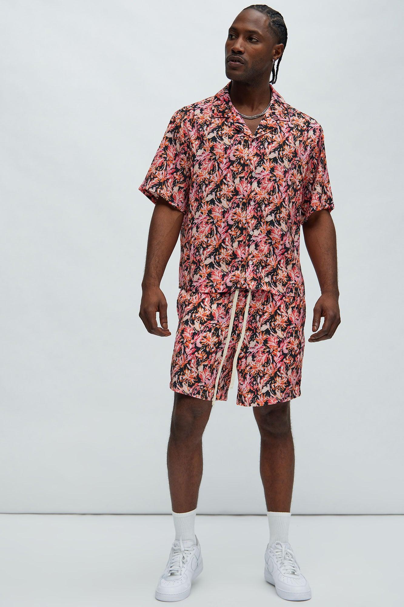 Abstract Floral Shirt - Pink/combo Product Image