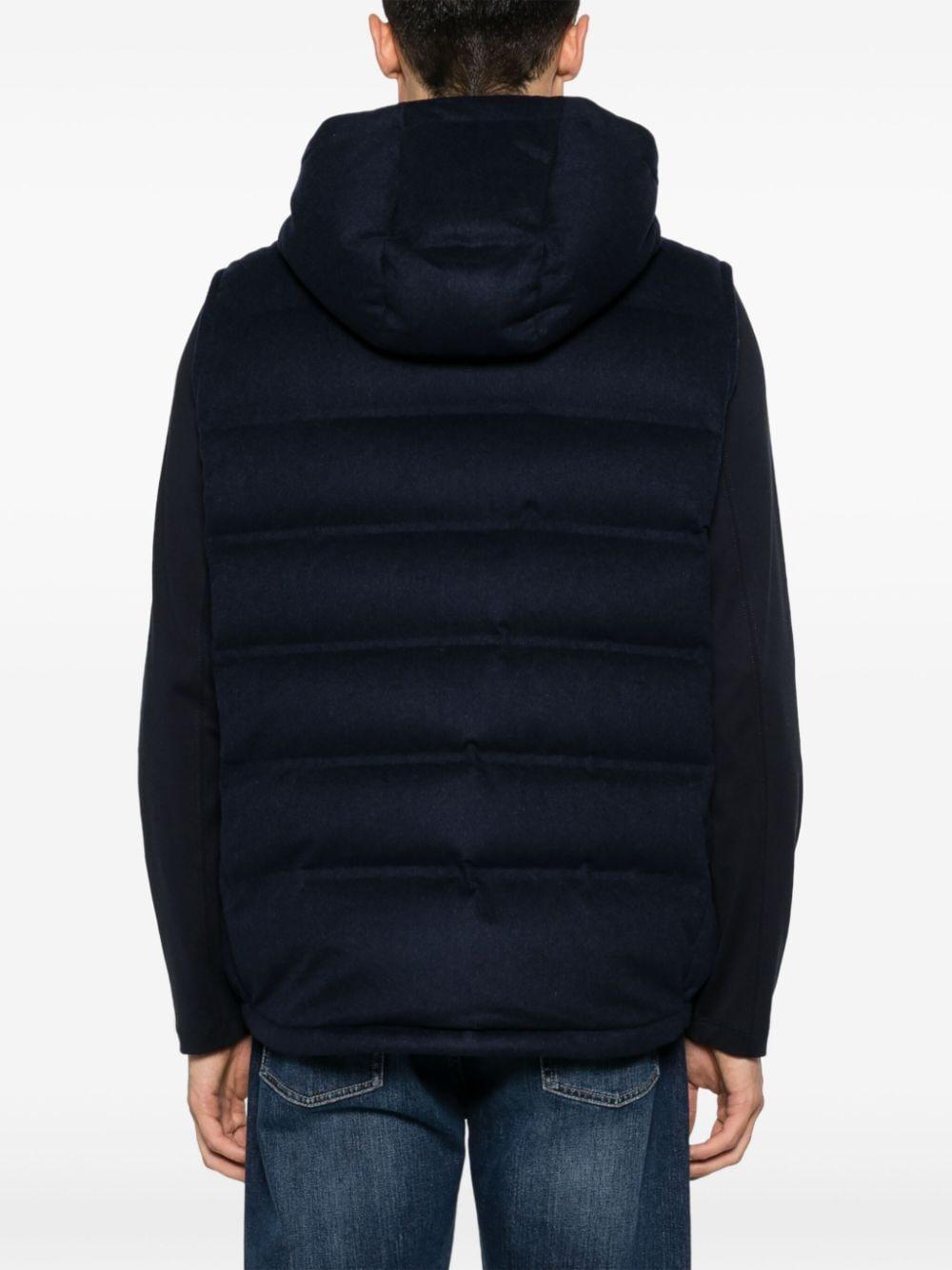 BRUNELLO CUCINELLI Sleeveless Down Jacket In Membraned Taffeta With Heat Tapes And Detachable Hood In Black Product Image