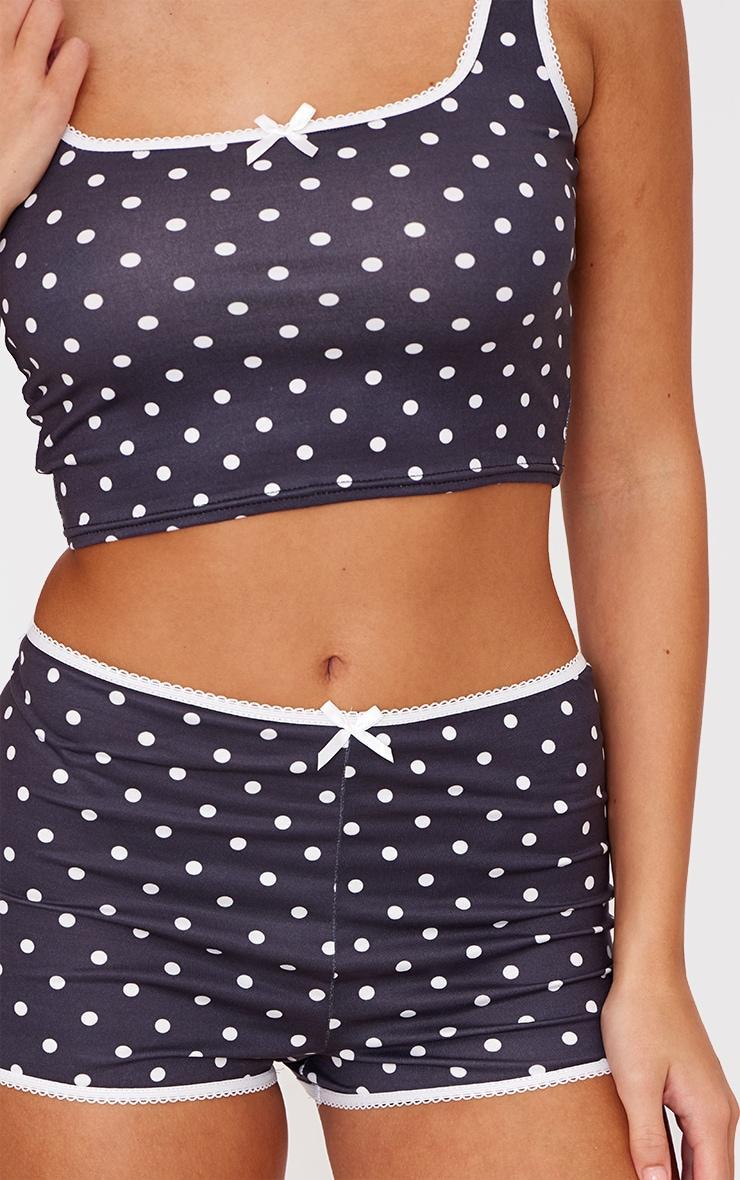 Black Polka Dot Print Pj Shorts Product Image