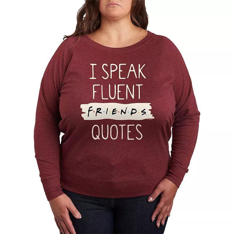 Plus Size Friends Speak Fluent Quotes Graphic Tee, Women's, Size: 3XL, Grey Maroon Product Image
