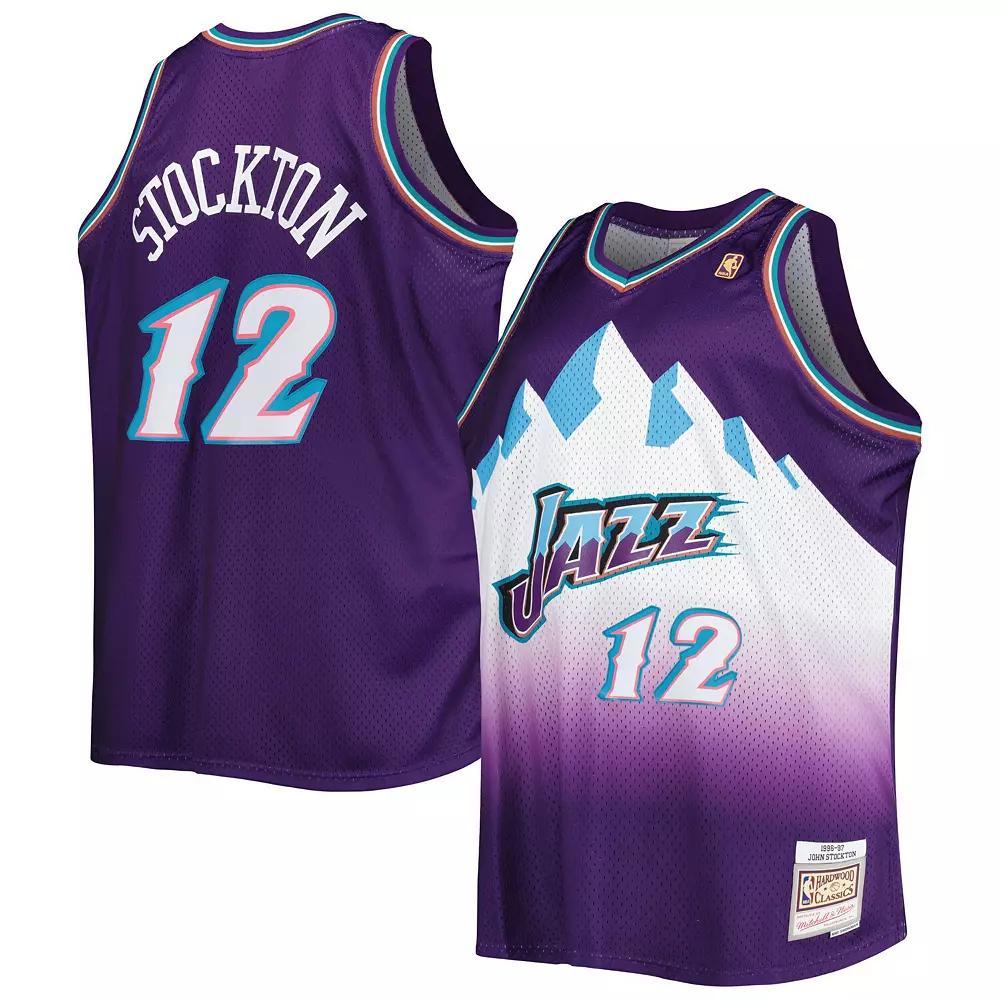Men's Mitchell & Ness John Stockton Purple Utah Jazz Big & Tall Hardwood Classics 1996-97 Swingman Jersey, Size: 5XB, Jaz Purple Product Image