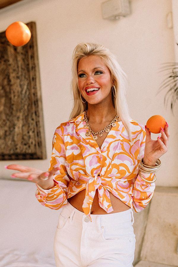 Holding Onto Happiness Front Tie Top In Orange Product Image