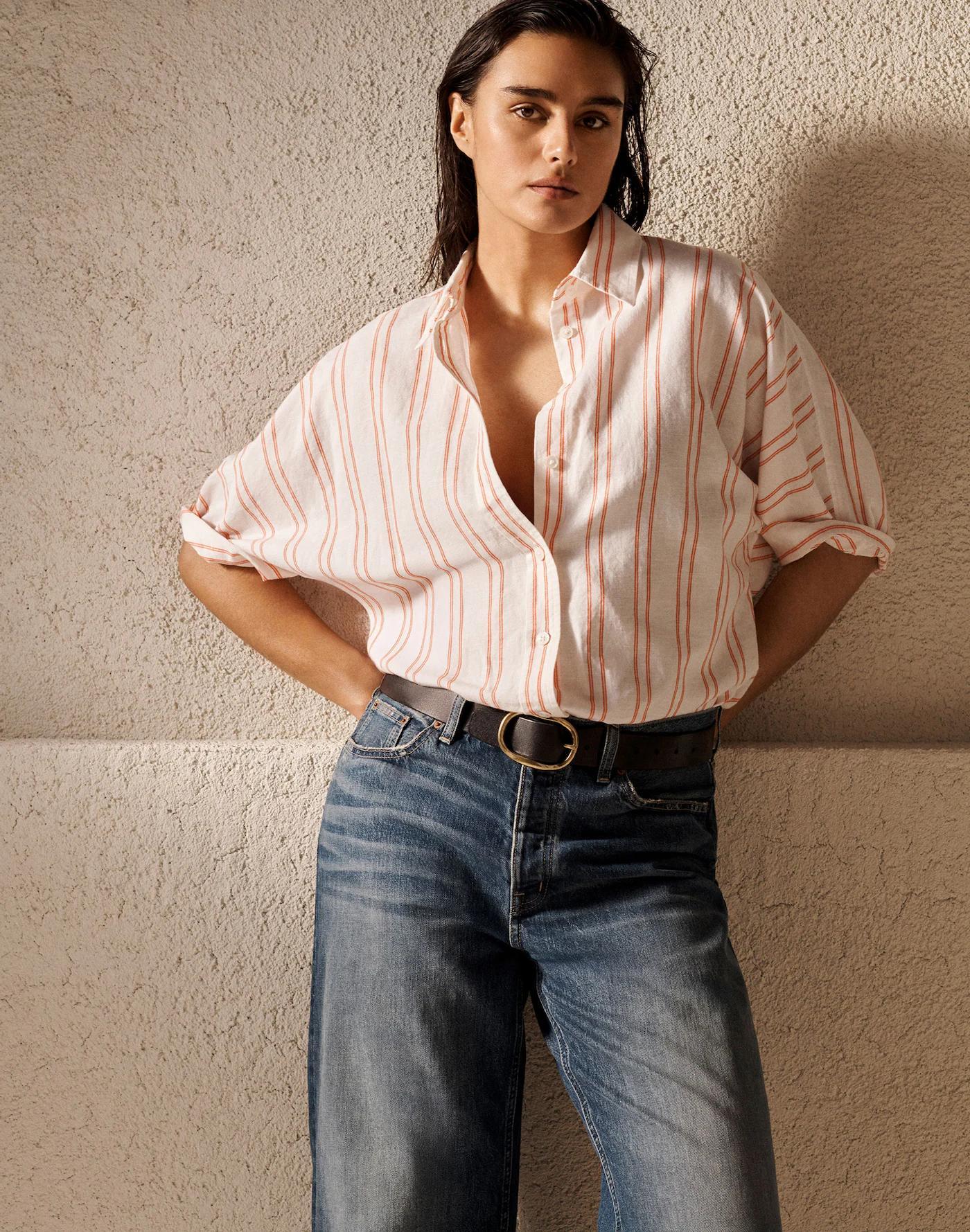 Oversized Pleated-Sleeve Button-Up Shirt Product Image