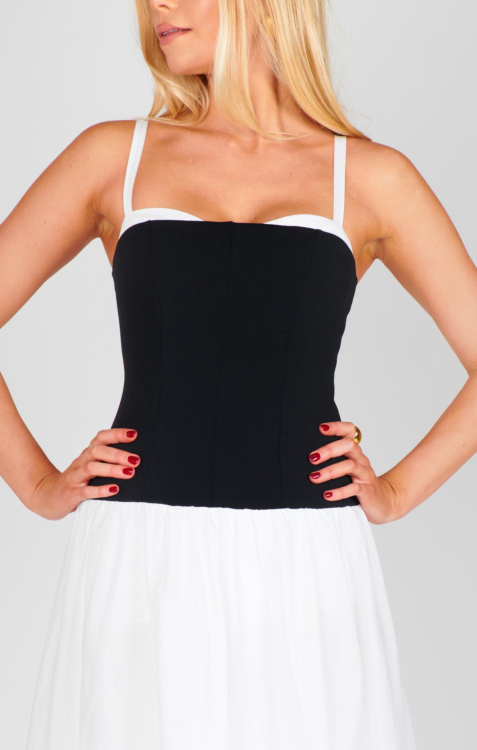 Hepburn Midi Dress ~ Black and White Product Image