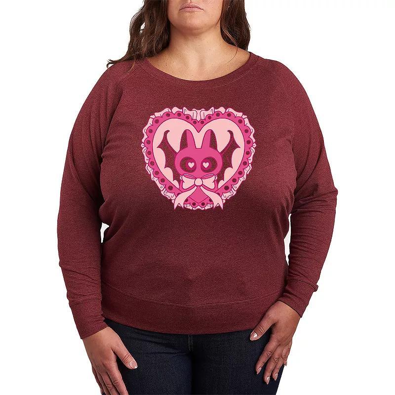 Plus Size Brrrr Pug Scarf French Terry Long Sleeve Tee, Women's, Size: 2XL, Brown Product Image