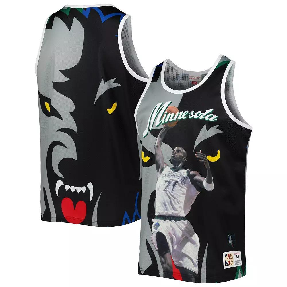 Mens Mitchell & Ness Kevin Garnett Black and Gray Minnesota Timberwolves Sublimated Player Tank Top - Black Product Image