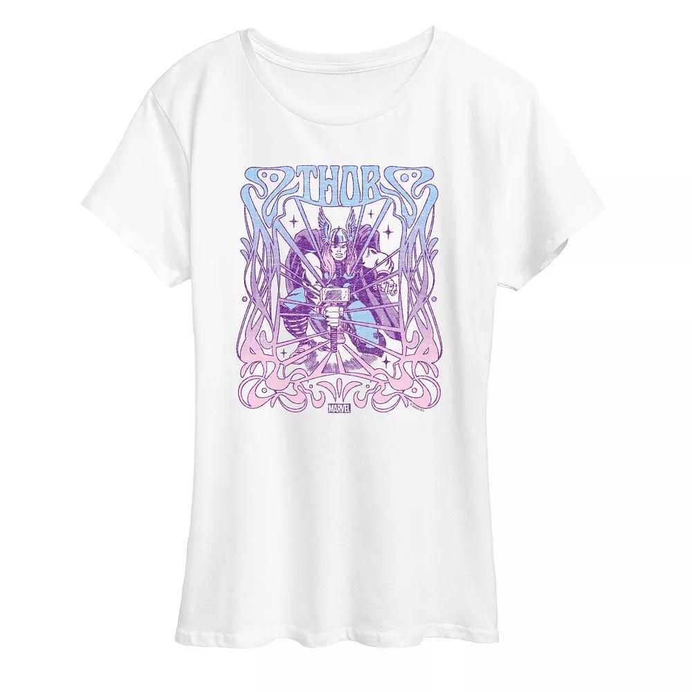 Women's Marvel Thor Nouveau Floral Graphic Tee,  Product Image