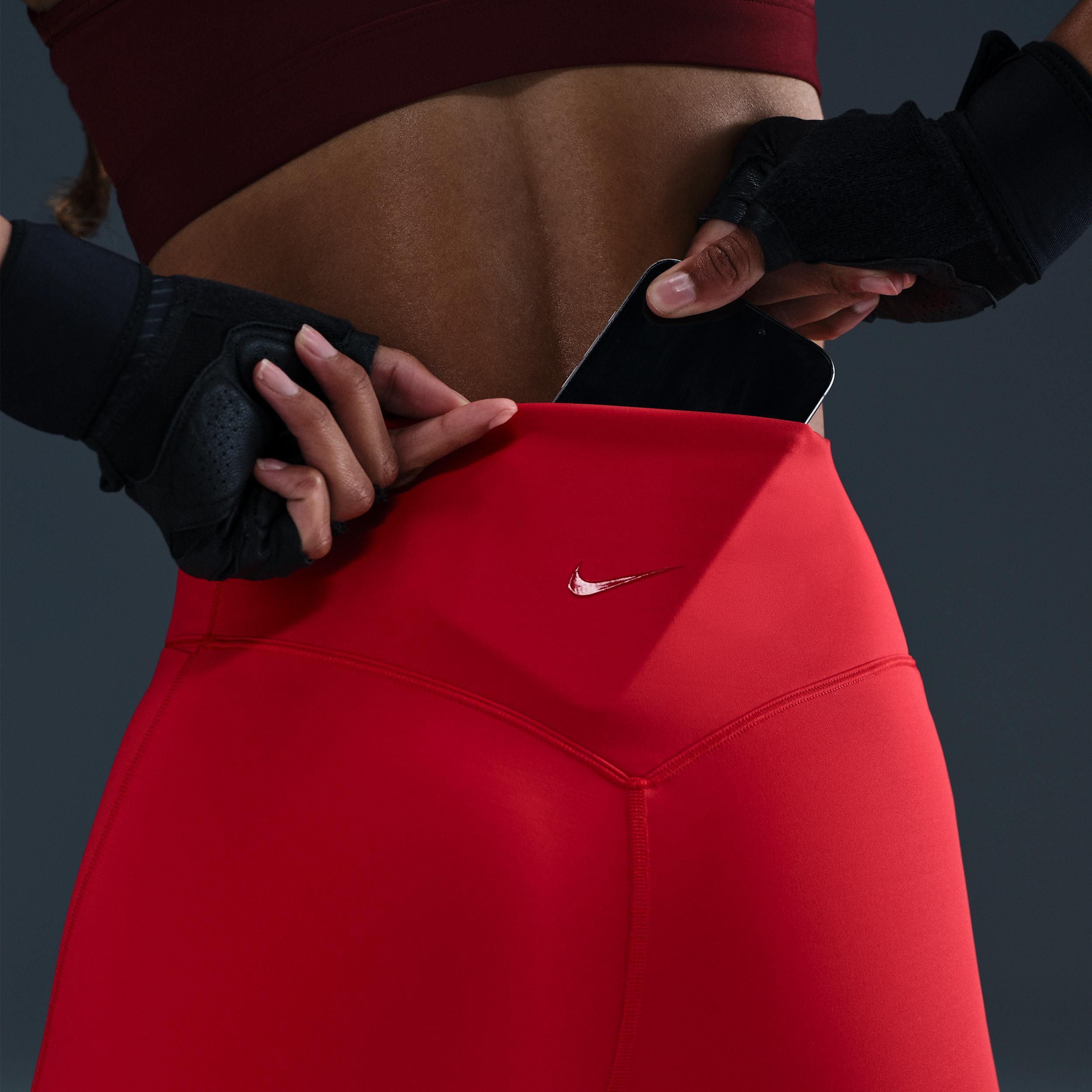 Nike Womens Universa Medium-Support High-Waisted 5 Biker Shorts with Pockets | HQ6832-657 Product Image