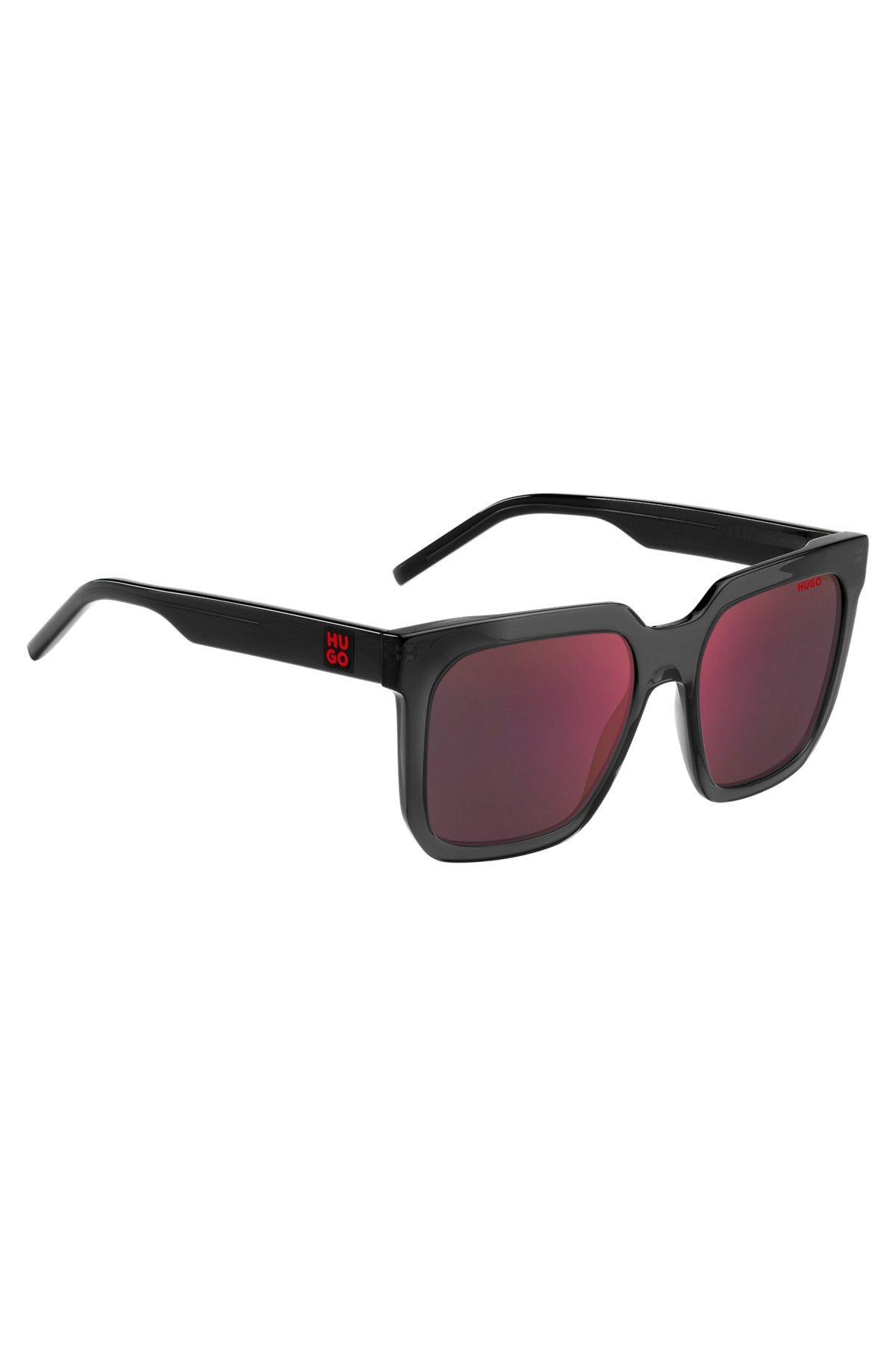 Black-acetate sunglasses with branded strap Product Image