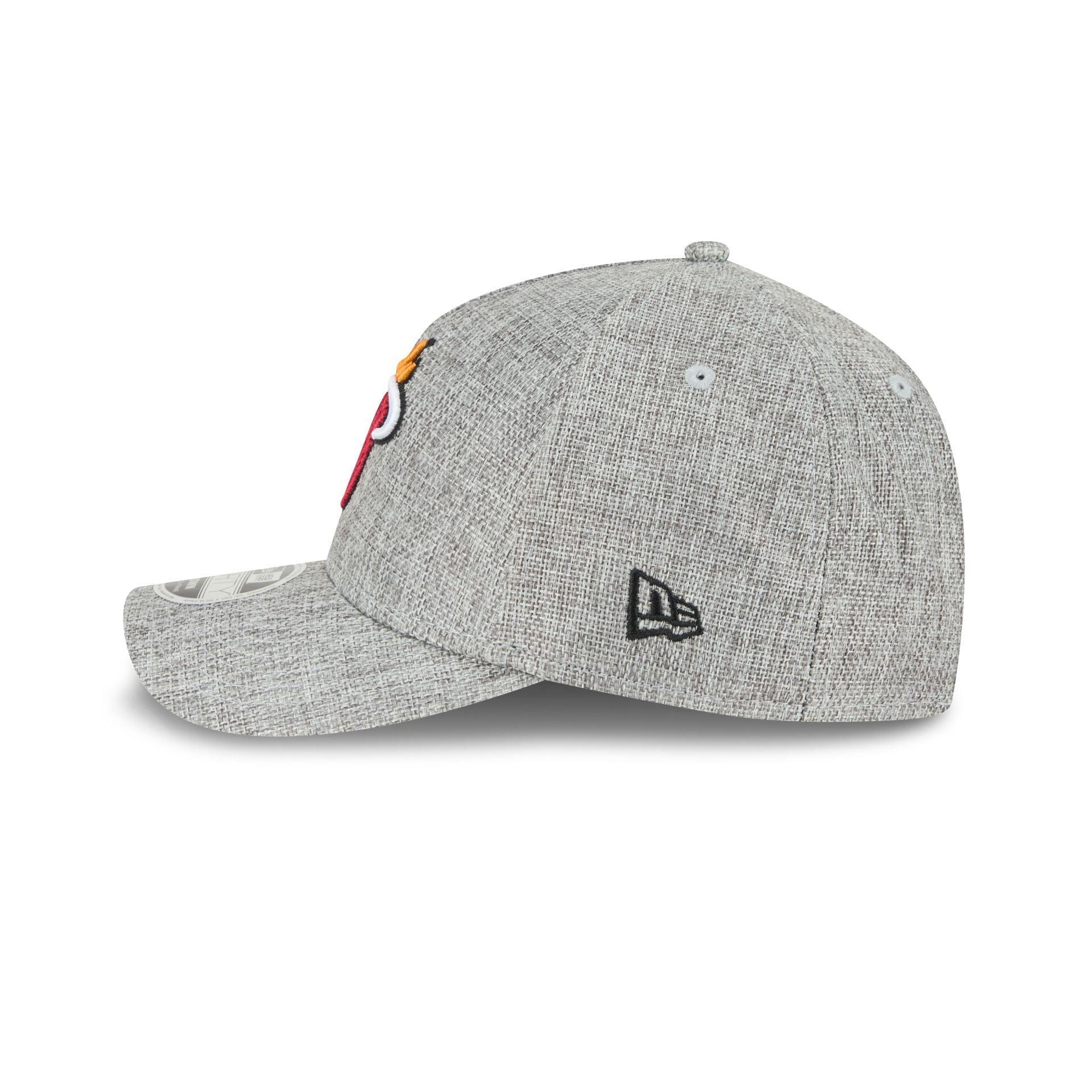 Miami Heat Cotton Weave Gray 9FORTY M-Crown A-Frame Snapback Hat Male Product Image