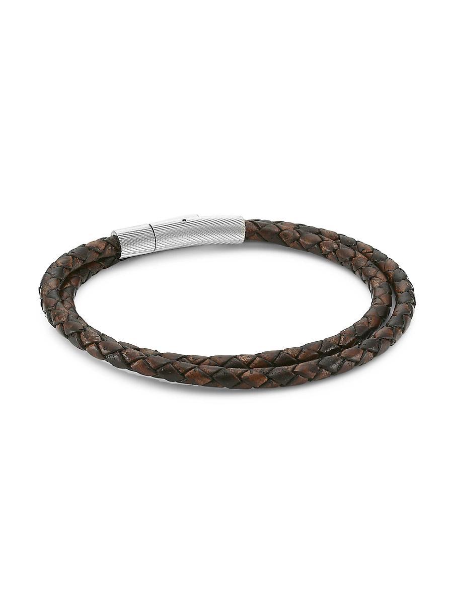 Mens Village Braided Leather Bracelet Product Image